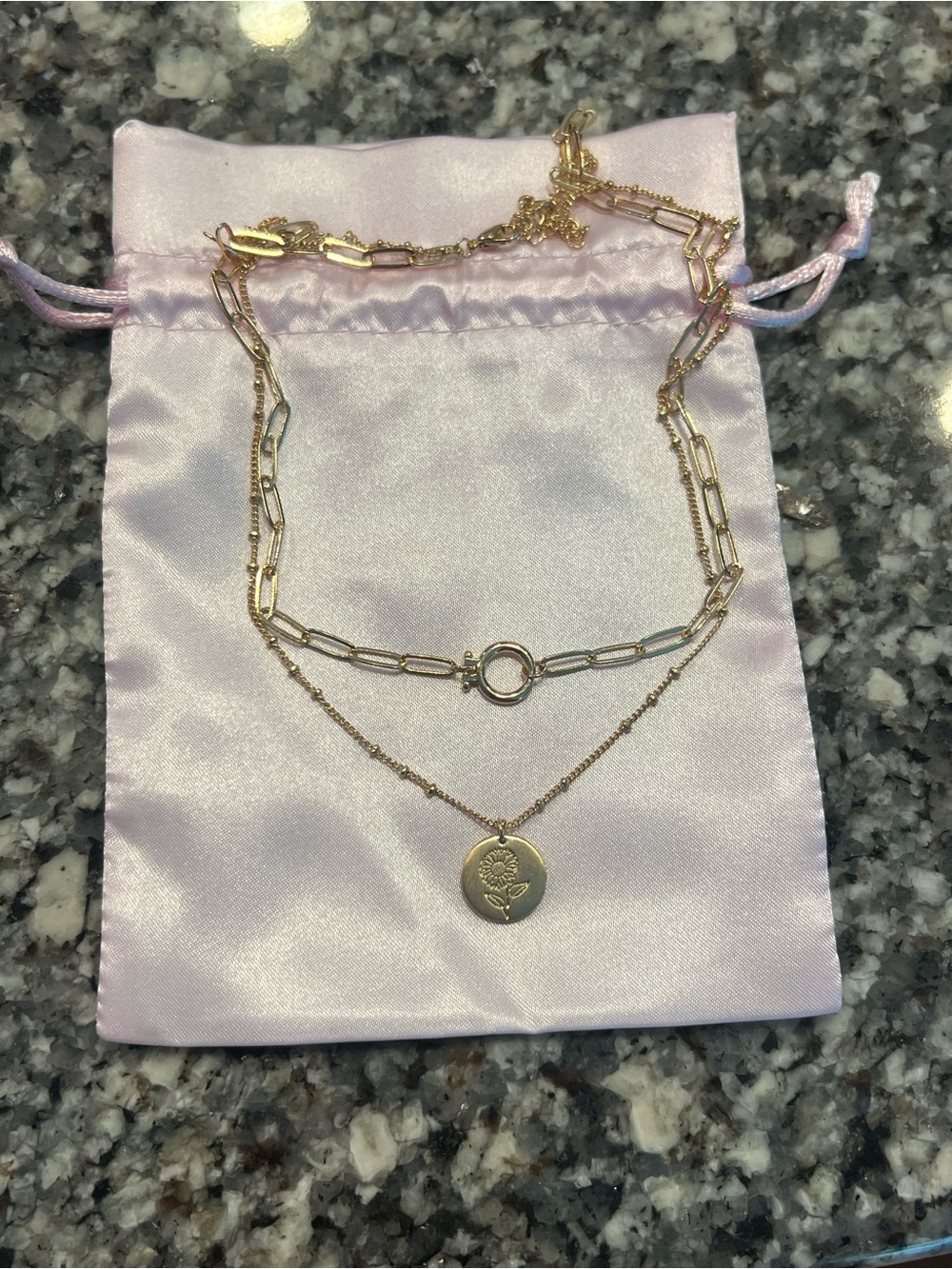Francesca’s Gold Sunflower layered necklace